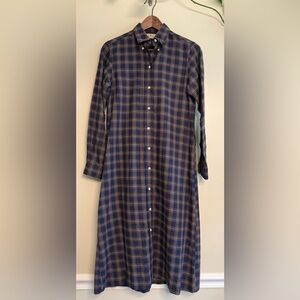 L.L. Bean Dark Blue Plaid‎ cotton and wool vintage Dress